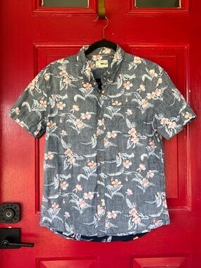Sunrise Kingdom Men's Medium Short Sleeve Button Up Shirt Summer Floral Beach